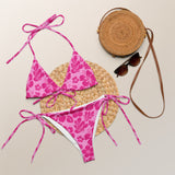 Three Pinks Hawaiian Flowers String Bikini