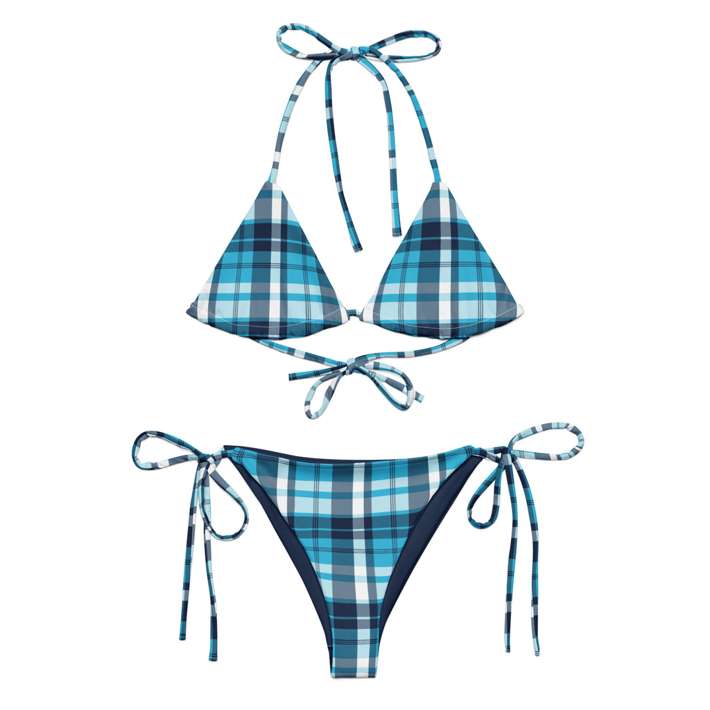 Ocean Blues Preppy Surfer Girl Plaid String Bikini Swimsuit – Extremely ...