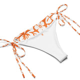 White Hawaiian Flowers on Orange String Bikini - Extremely Stoked