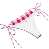 Cherry Red, White and Pink Gingham String Bikini Swimsuit