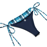 Ocean Blues Preppy Surfer Girl Plaid String Bikini Swimsuit