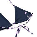 White, Purple and Navy Blue Hawaiian Flowers String Bikini - Extremely Stoked