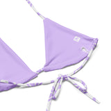 White Hawaiian Flowers on Lavender String Bikini - Extremely Stoked