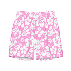 Pink and White Hawaiian Flowers Men's Swimsuit - Extremely Stoked