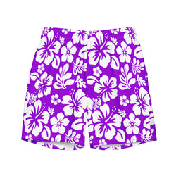 Purple and White Hawaiian Flowers Men's Swimsuit - Extremely Stoked