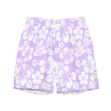 Lavender and White Hawaiian Flowers Men's Swimsuit - Extremely Stoked