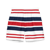 Red, White and Navy Blue Beach Stripes Men's Swim Shorts