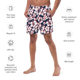 Red, White and Blue Hawaiian Flowers Men's Swimsuit