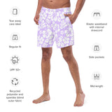 Lavender and White Hawaiian Flowers Men's Swimsuit