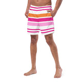 Orange, Pink and Hot Pink Beach Stripes Men's Swim Shorts