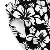 Black and White Hawaiian Flowers Men's Swimsuit