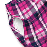 Hot Pink and Navy Blue Preppy Surfer Plaid Men's Swimsuit