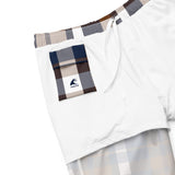 Navy Blue and Brown Preppy Surfer Plaid Men’s Swimsuit – Eco Swimwear by Extremely Stoked®