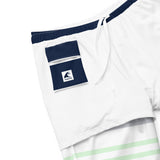 Lime Green, White and Navy Blue Beach Stripes Men's Swim Shorts