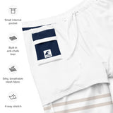 Brown, White and Navy Blue Beach Stripes Men's Swim Shorts