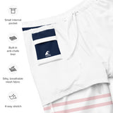 Red, White and Navy Blue Beach Stripes Men's Swim Shorts