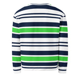 Lime Green, White and Navy Blue Classic Surf Stripes Eco Sweatshirt