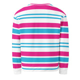 Aqua Blue, White and Hot Pink Classic Surf Stripes Eco Sweatshirt