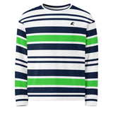 Lime Green, White and Navy Blue Classic Surf Stripes Eco Sweatshirt