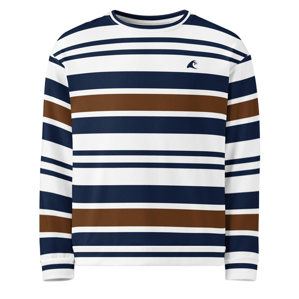 Brown, White and Navy Blue Classic Surf Stripes Eco Sweatshirt