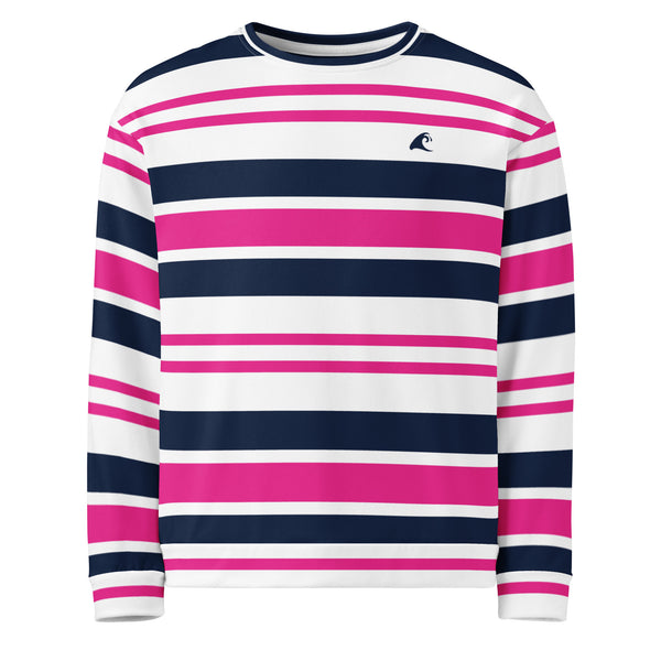 Hot Pink, White and Navy Blue Classic Surf Stripes Eco Sweatshirt