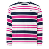 Hot Pink, White and Navy Blue Classic Surf Stripes Eco Sweatshirt