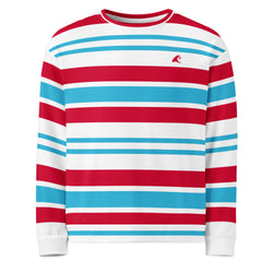 Red, White and Aqua Blue Classic Surf Stripes Eco Sweatshirt