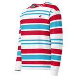 Red, White and Aqua Blue Classic Surf Stripes Eco Sweatshirt