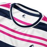 Hot Pink, White and Navy Blue Classic Surf Stripes Eco Sweatshirt