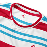 Red, White and Aqua Blue Classic Surf Stripes Eco Sweatshirt