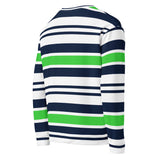 Lime Green, White and Navy Blue Classic Surf Stripes Eco Sweatshirt