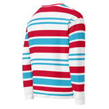 Red, White and Aqua Blue Classic Surf Stripes Eco Sweatshirt