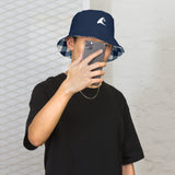 Navy Blue and White Gingham with Extremely Stoked Epic Wave Reversible Bucket Hat