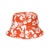 Orange and Blue Hawaiian Flowers Reversible Bucket Hat - Extremely Stoked