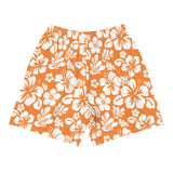 Orange and White Hawaiian Flowers Men's Active Shorts