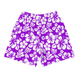 Purple and White Hawaiian Flowers Men's Active Shorts