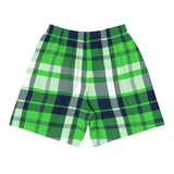 Lime Green and Navy Blue Preppy Surfer Plaid Men's Active Shorts