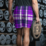 Purple and Navy Blue Preppy Surfer Plaid Men's Active Shorts