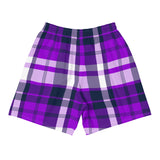 Purple and Navy Blue Preppy Surfer Plaid Men's Active Shorts