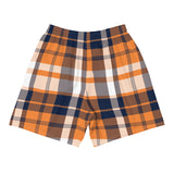 Orange and Navy Blue Preppy Surfer Plaid Men's Active Shorts