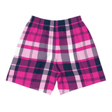 Hot Pink and Navy Blue Preppy Surfer Plaid Men's Active Shorts