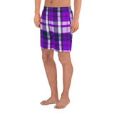 Purple and Navy Blue Preppy Surfer Plaid Men's Active Shorts