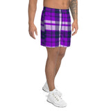 Purple and Navy Blue Preppy Surfer Plaid Men's Active Shorts