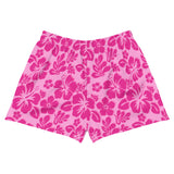 Raspberry Pinks Hawaiian Flowers Women's Athletic Swim Shorts