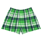 Lime and Navy Blue Preppy Plaid Women's Athletic Swim Shorts