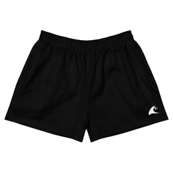 Women's Black with Extremely Stoked Epic Wave Logo Athletic Swim Shorts