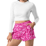 Raspberry Pinks Hawaiian Flowers Women's Athletic Swim Shorts