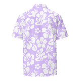 White and Lavender Hawaiian Print Aloha Shirt - Extremely Stoked