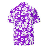 White and Purple Hawaiian Print Aloha Shirt