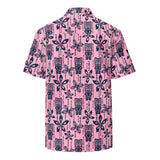 Pink and Navy Blue Vintage Tiki Hawaiian Aloha Shirt